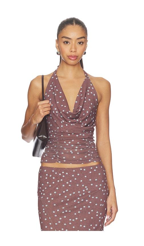 sovere delilah top in brown,blue. - size l (also in m, s)