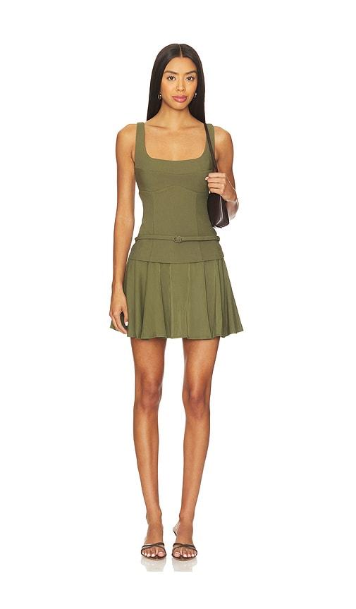 sovere demi mini dress in olive. - size l (also in xs, s, m, xl)
