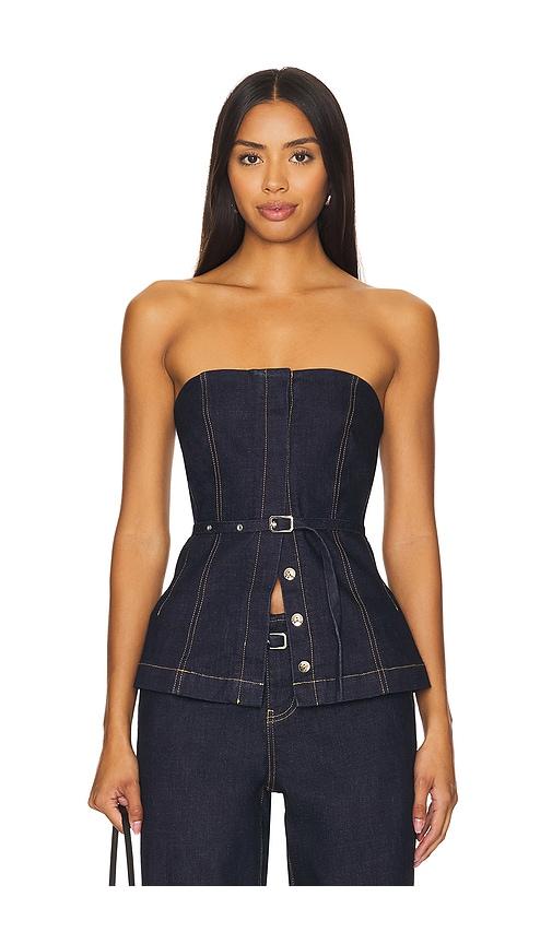 sovere dusk denim bodice in denim-dark. - size m (also in s)