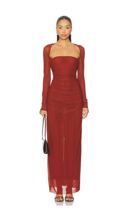 sovere myriad bolero dress in rust. - size l (also in s, xs, m, xl)