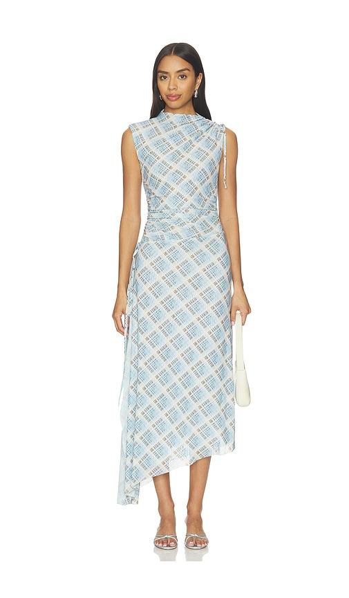 sovere novalyn plaid dress in baby blue. - size l (also in s, xs, m, xl)