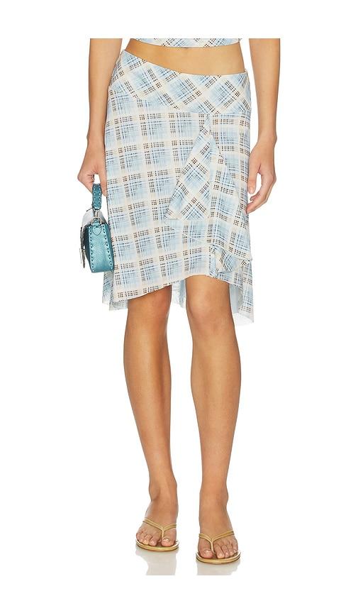 sovere novalyn plaid skirt in baby blue. - size l (also in s, xs, m, xl)