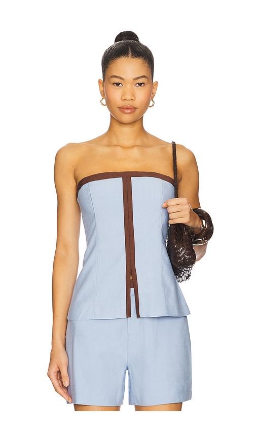 sovere refine bodice top in baby blue. - size l (also in xs, s)