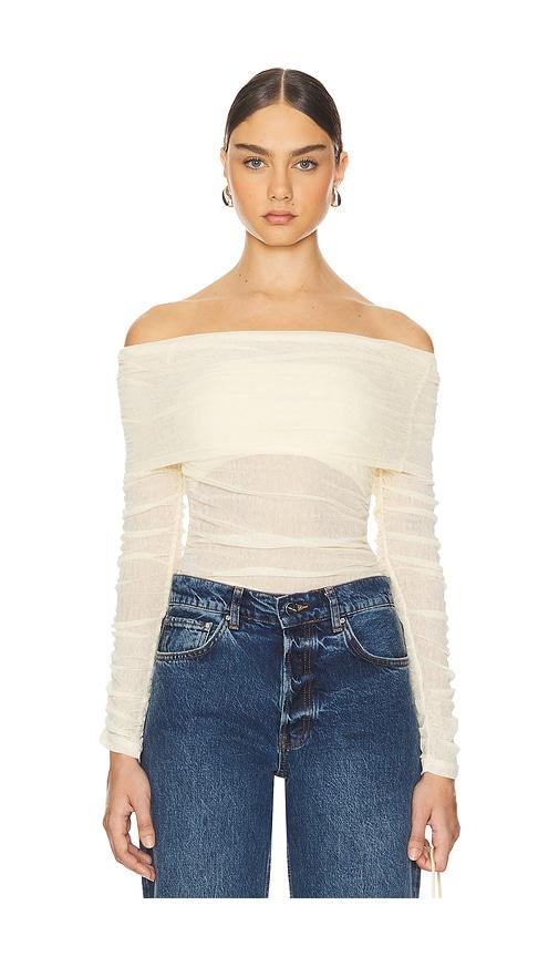 sovere rise mesh top in cream. - size m (also in xs, s)