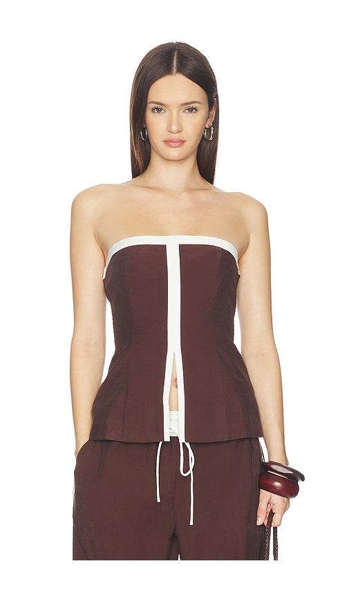 sovere sora bodice top in brown,white. - size l (also in m, s, xs)