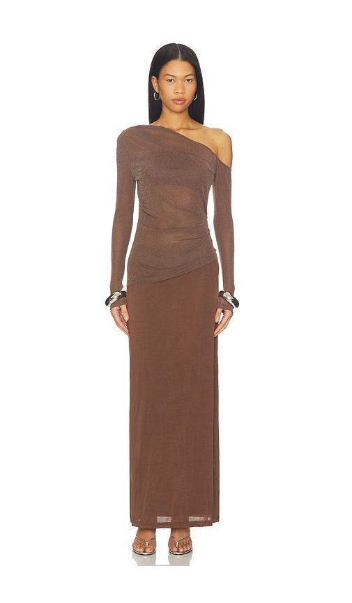 sovere zeya long sleeve dress in brown. - size l (also in xs, s, m)