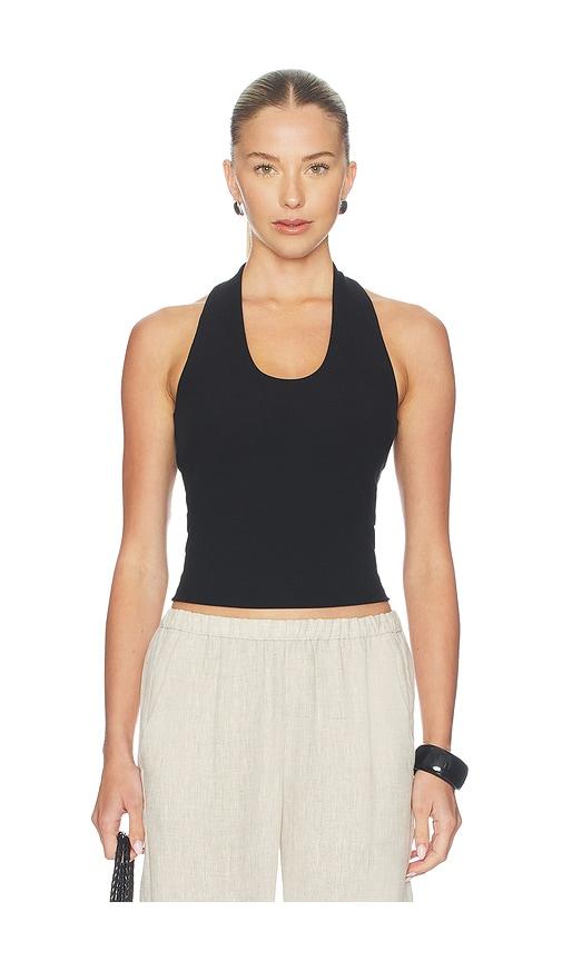 spanx ribbed halter top in black. - size m (also in xs, s, xl)