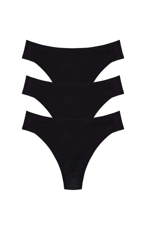 spanx smooth fit-to-you thong pack of 3 in black.
