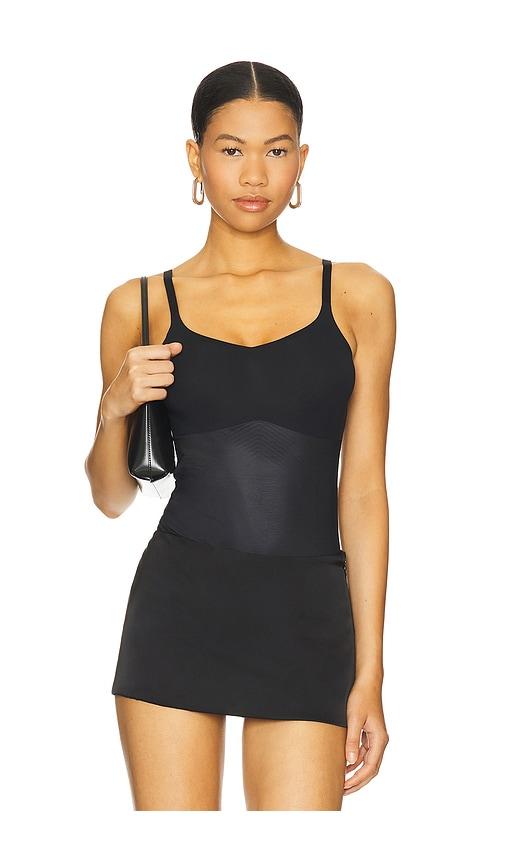 spanx spanxshape invisible cami thong bodysuit in black. - size m (also in xl)