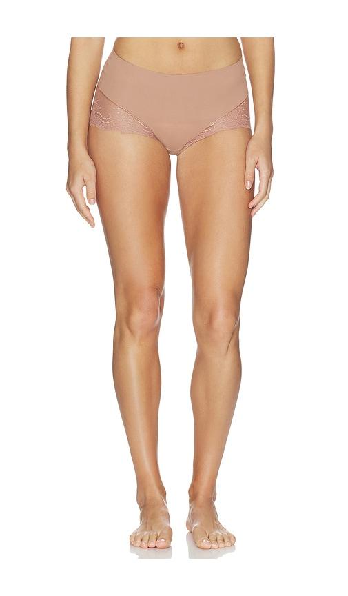 spanx supersmooth undie-tectable lace hi - hipster in brown. - size l (also in xs, s, m, xl)