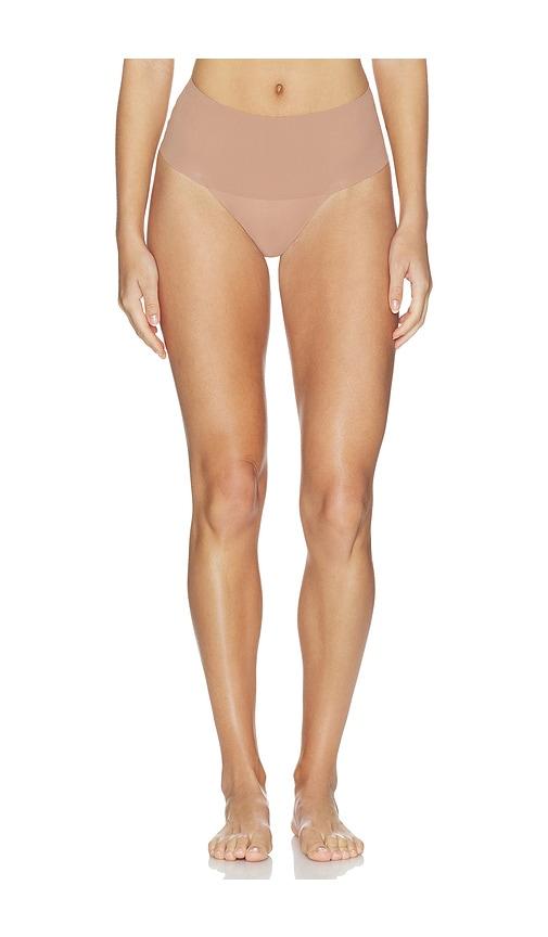 spanx supersmooth undie-tectable thong in brown. - size l (also in xs, s, xl)