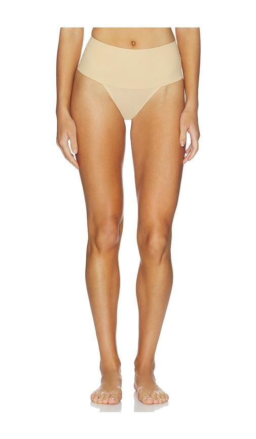 spanx supersmooth undie-tectable thong in tan. - size l (also in xs, s, m, xl)