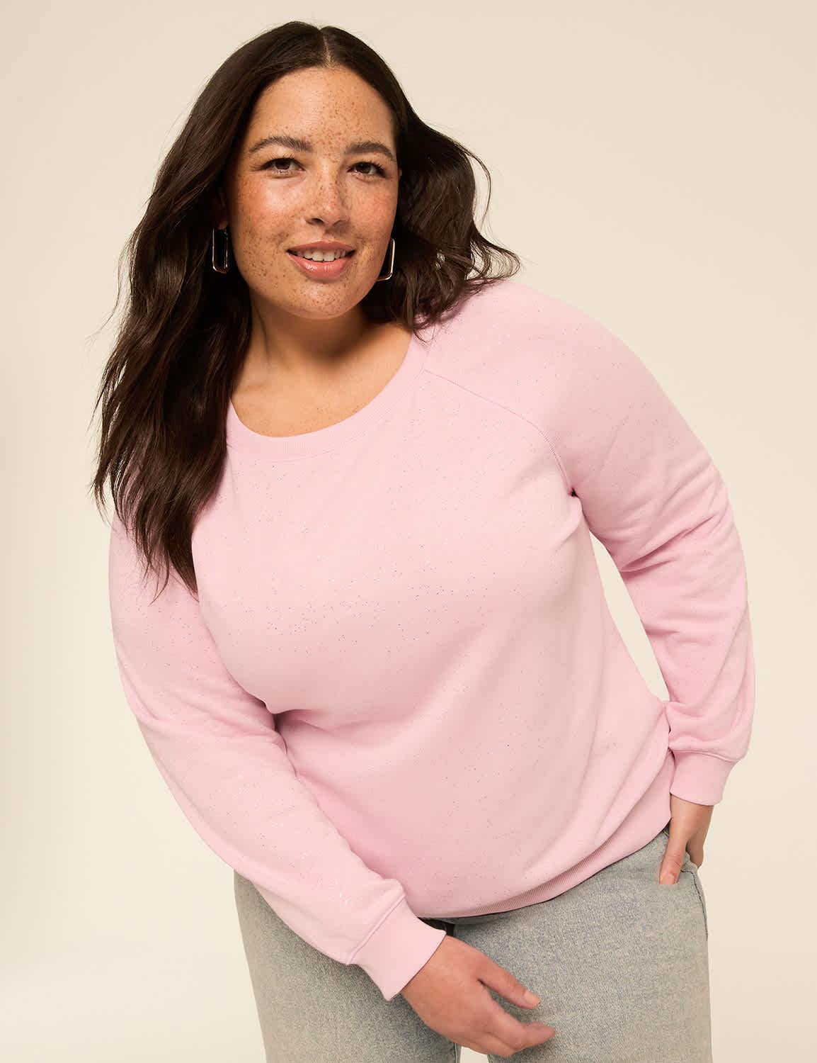 sparkle knit long-sleeve crew-neck sweatshirt
