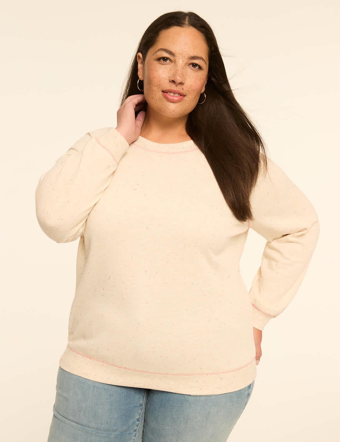 speckled crew-neck sweatshirt