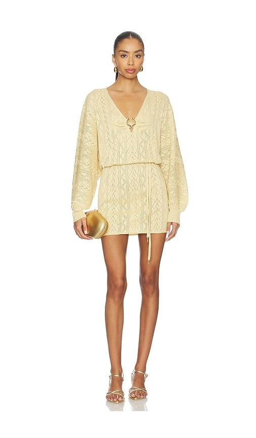 spell the moss knit mini dress in metallic gold. - size s (also in xl)