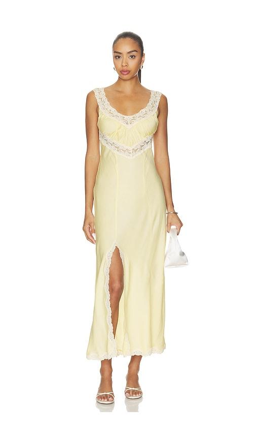 spell vina lace slip dress in yellow. - size l (also in xs)