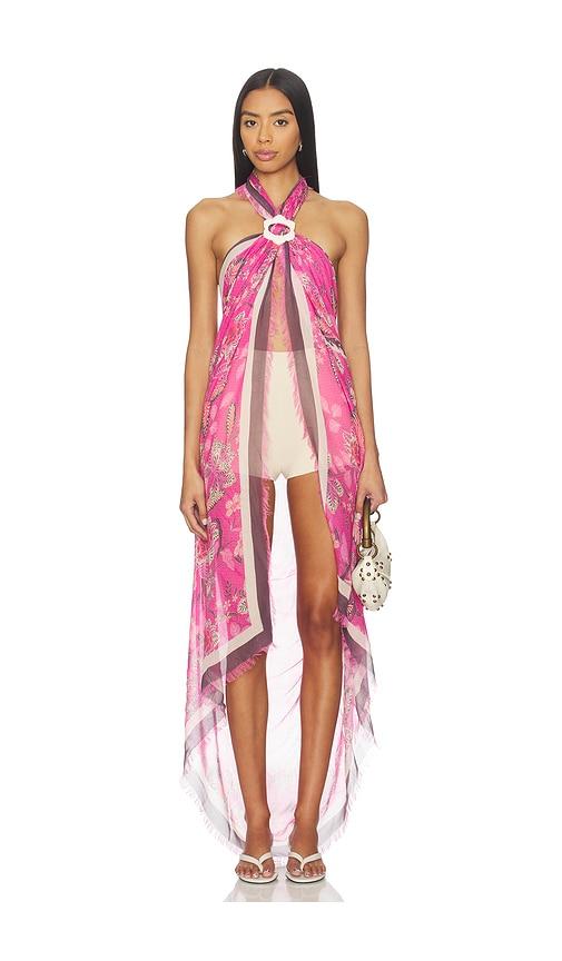 spell volcano goddess travel scarf top in pink.