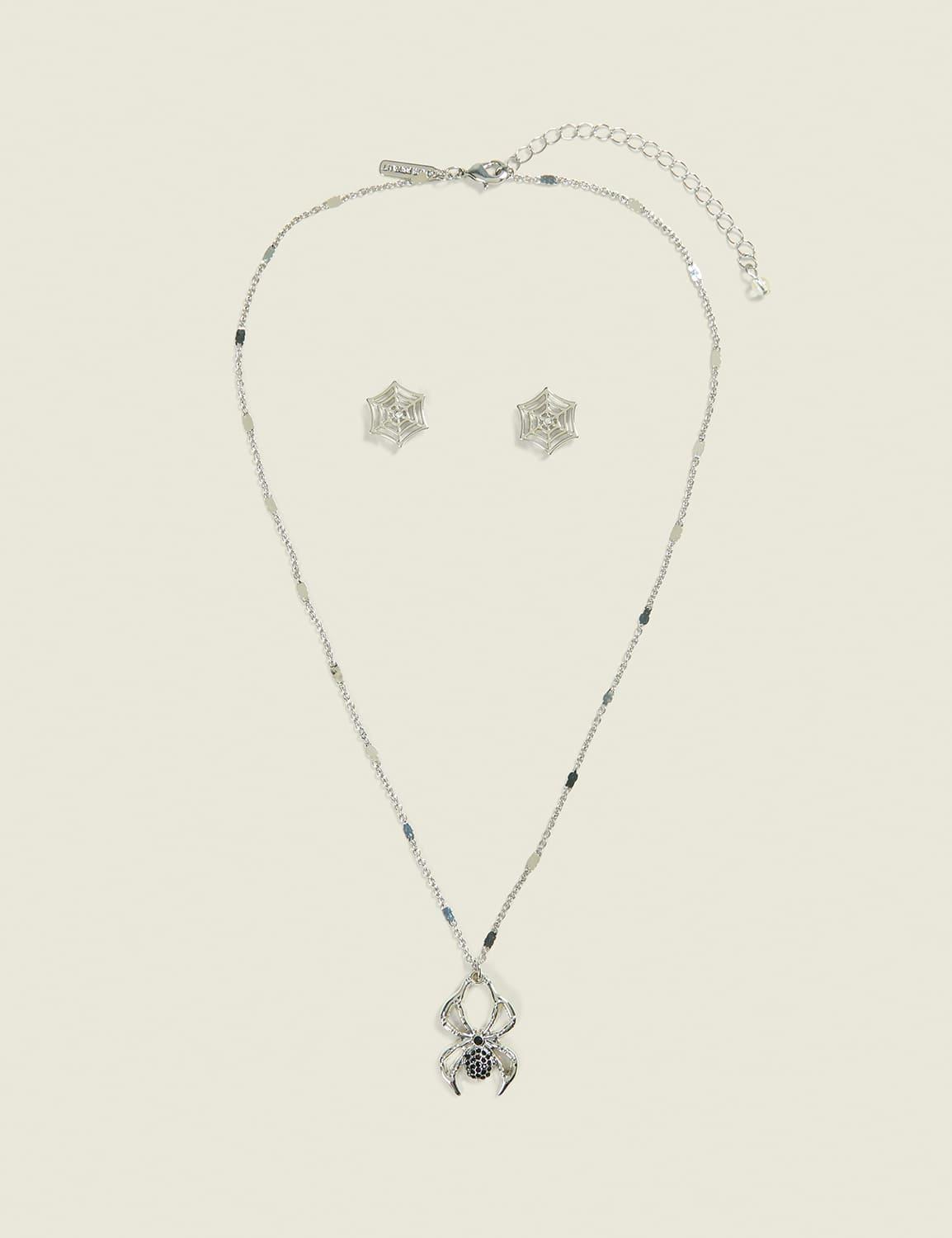 spider web necklace & earring set