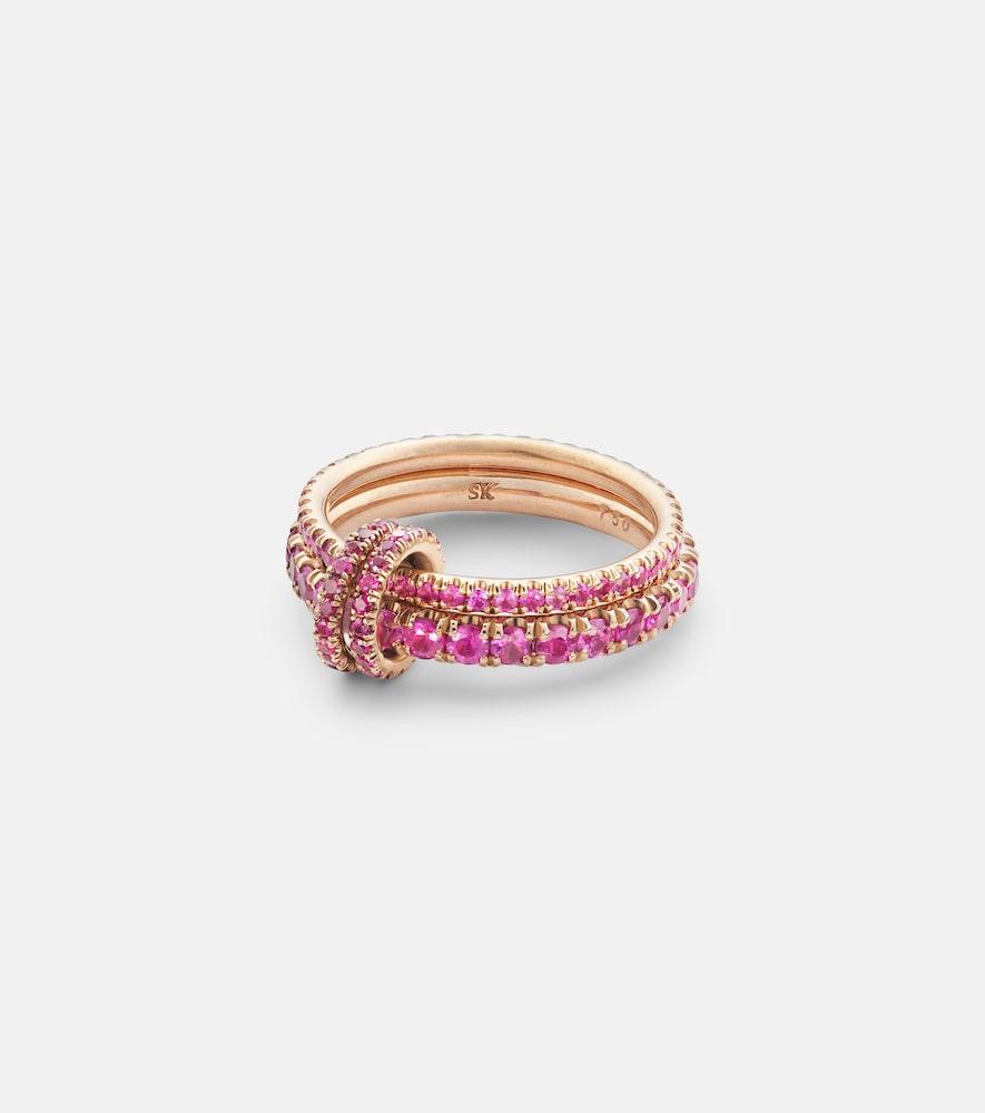 spinelli kilcollin delphinus rouge petite deux 18kt gold ring with sapphires and rubies