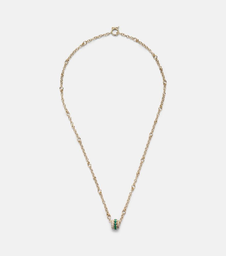 spinelli kilcollin gravity 18kt gold chain necklace with diamond and emerald