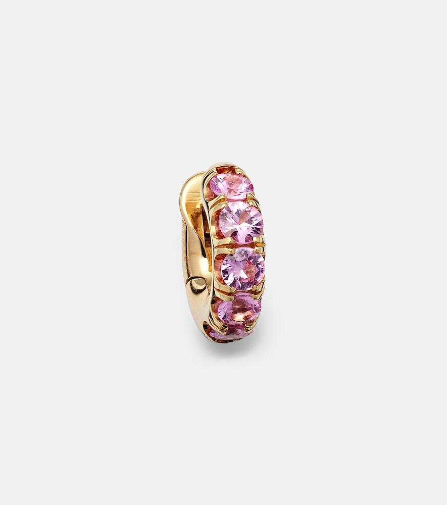 spinelli kilcollin mini macro hoop 18kt yellow gold single earring with pink sapphires