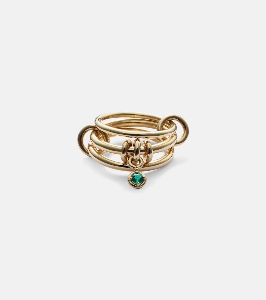 spinelli kilcollin piera 18kt gold linked rings with emerald