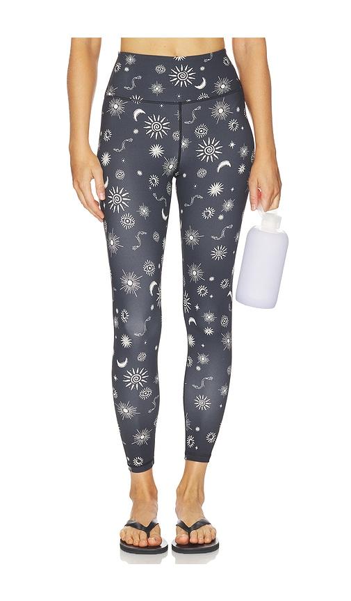 spiritual gangster solstice lotus 7/8 legging in black. - size l (also in s, xs, m)