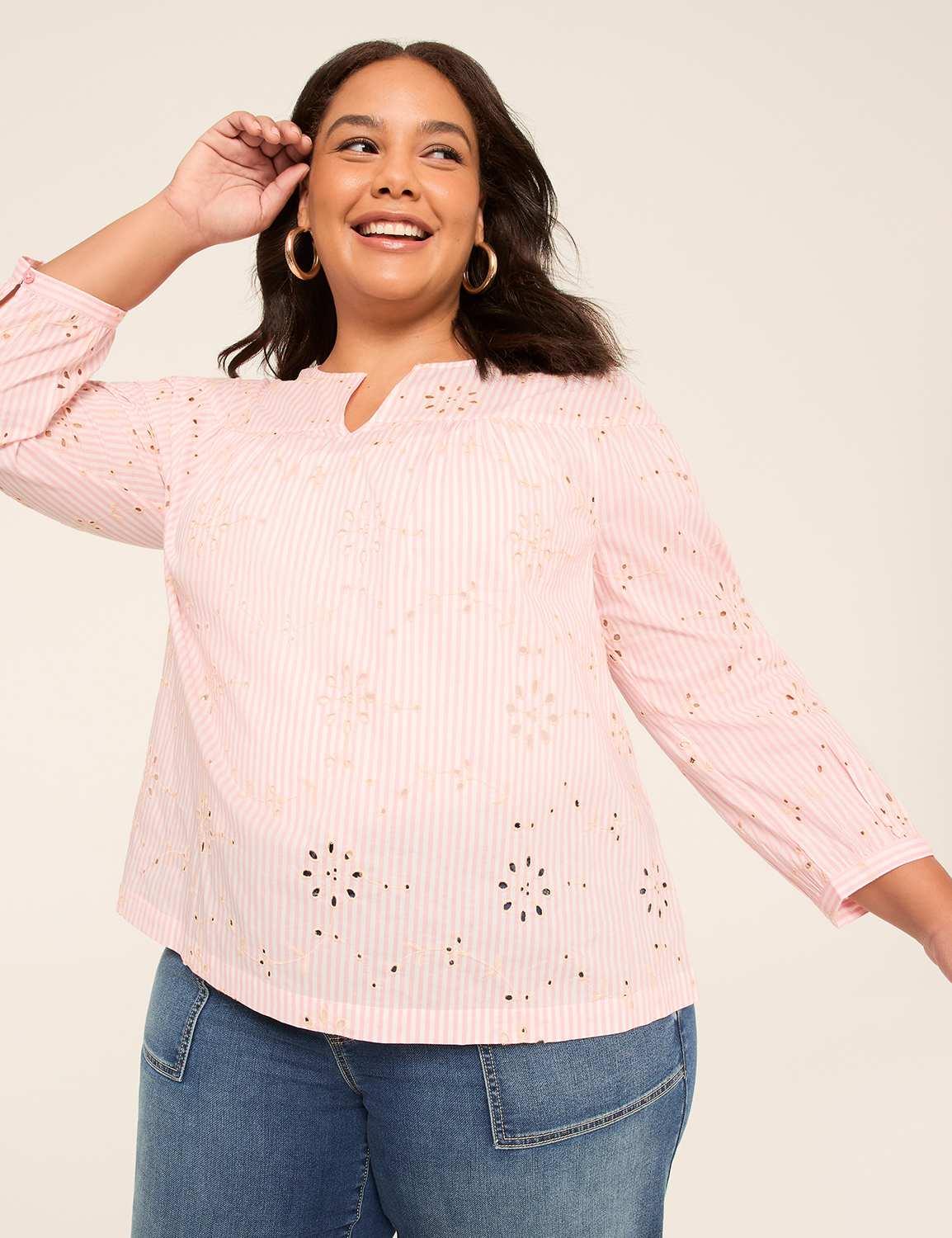 split-neck bracelet sleeve blouse