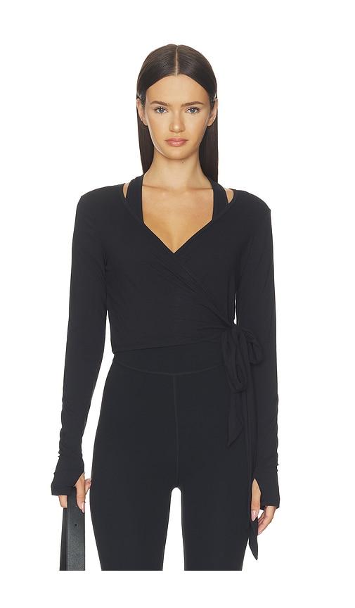 splits59 bella ariweight lite wrap top in black. - size m (also in s, xs)