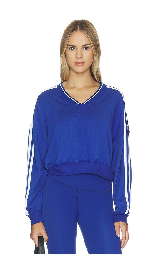 splits59 ellie fleece v neck sweatshirt in blue. - size l (also in s, xs, m, xl)