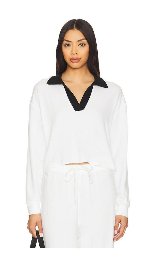 splits59 joan fleece polo sweatshirt in white. - size s (also in xs)
