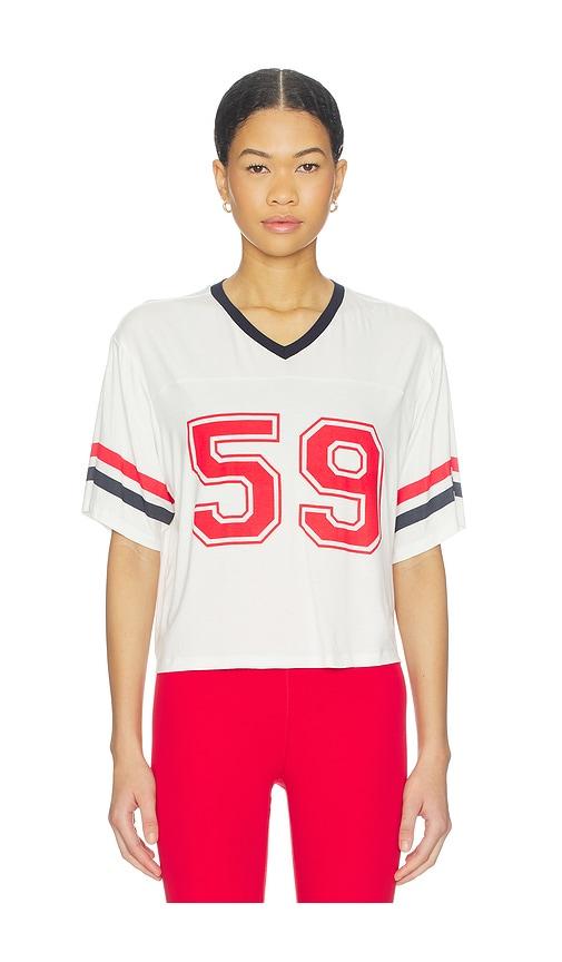 splits59 rex varsity jersey v-neck top in white. - size m (also in s)