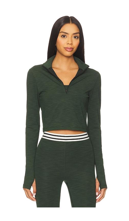 splits59 stevie active rib half zip sweatshirt in dark green. - size s (also in xs, xl)