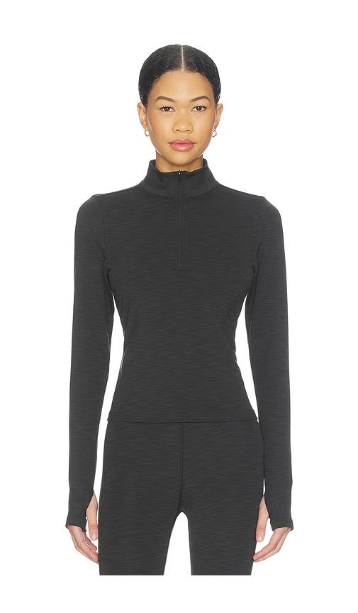 splits59 stevie active rib half zip waist length top in black. - size s (also in xs)