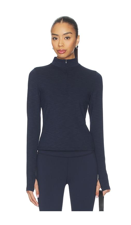 splits59 stevie active rib half zip waist length top in navy. - size xl (also in xs)