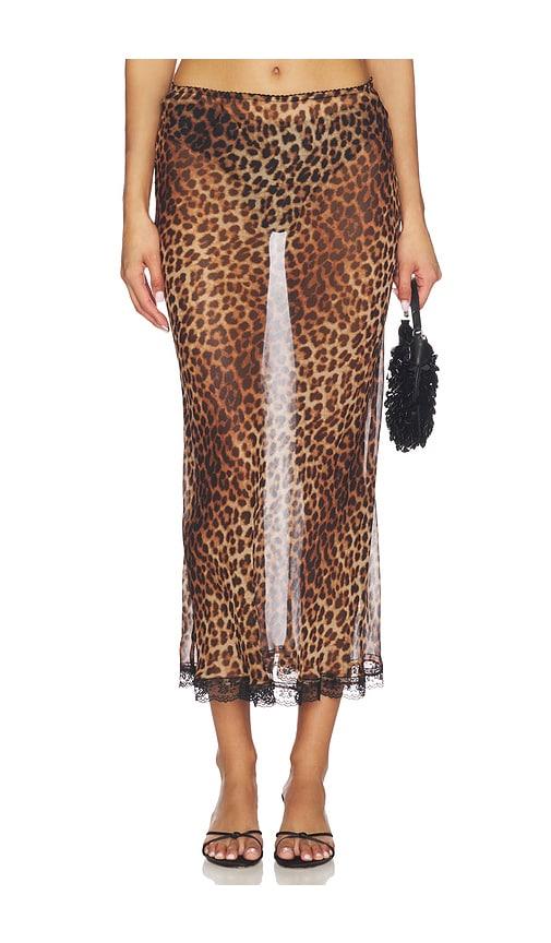 sprwmn amelie midi skirt in brown. - size l (also in m, s)