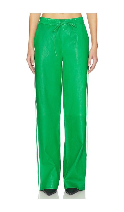 sprwmn baggy leather athletic sweatpants in green. - size l (also in xs, m)