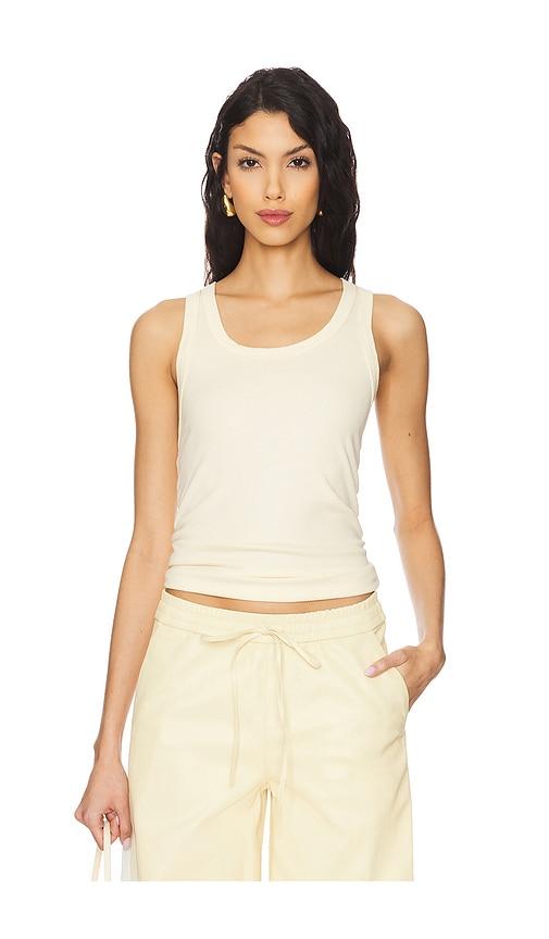 sprwmn fitted scoop tank top in yellow. - size l (also in s, xs, m)