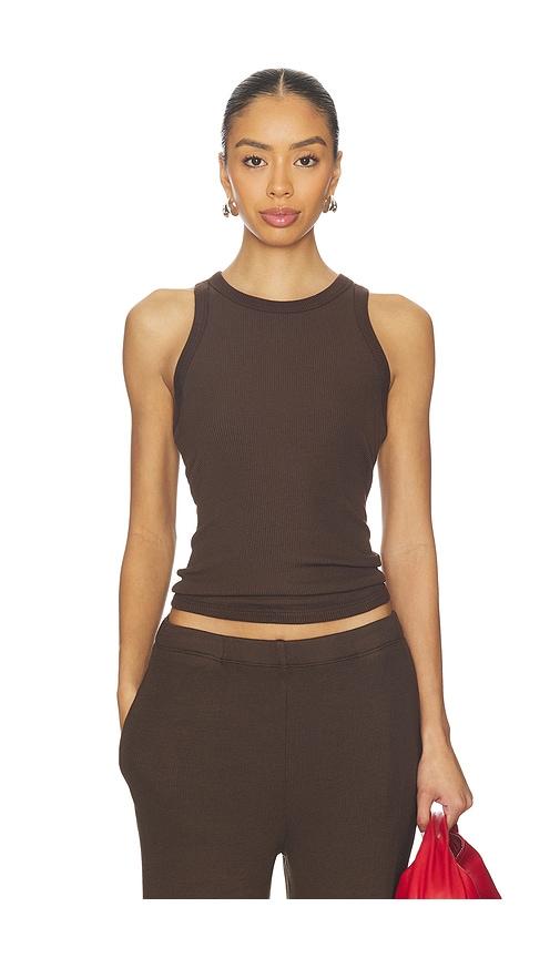 sprwmn rib racer tank in chocolate. - size l (also in xs)