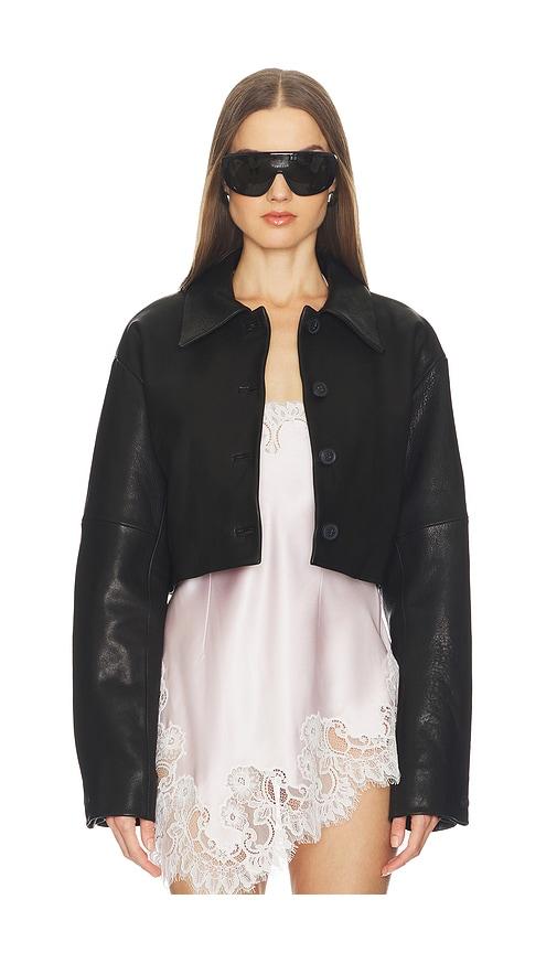 srg alina leather jacket in black. - size l (also in m, s, xl, xs)