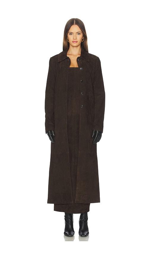 srg bruno suede coat in chocolate. - size s (also in xs)