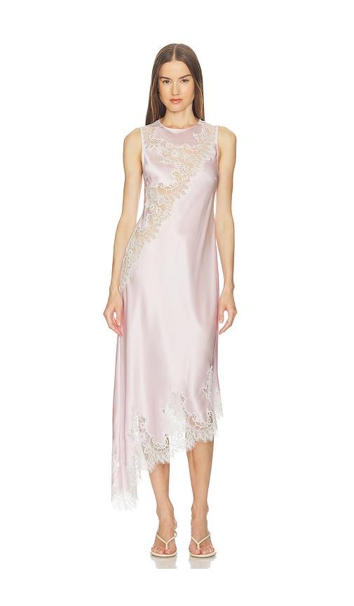srg ellis silk midi dress in pink. - size l (also in s, m, xxs, xs)