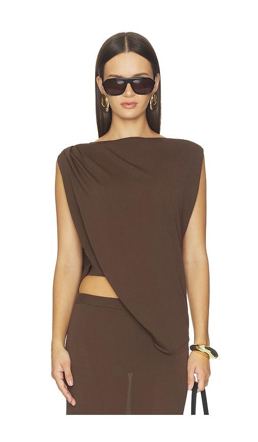 srg emersyn knit top in brown. - size l (also in xs, xxs, s, m)