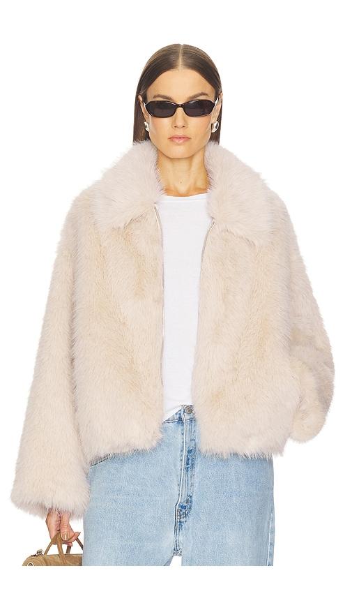 srg erin faux fur jacket in cream. - size l (also in xs, s, m)