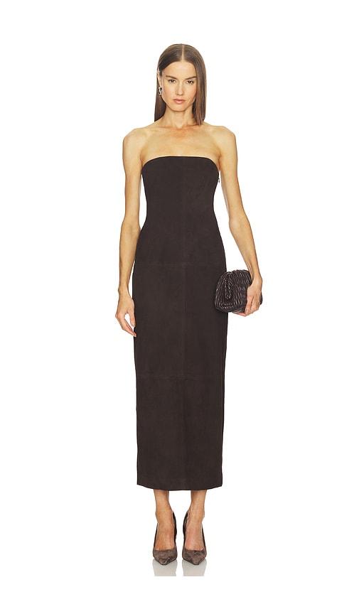 srg kim suede dress in chocolate. - size s (also in xxs, xs)