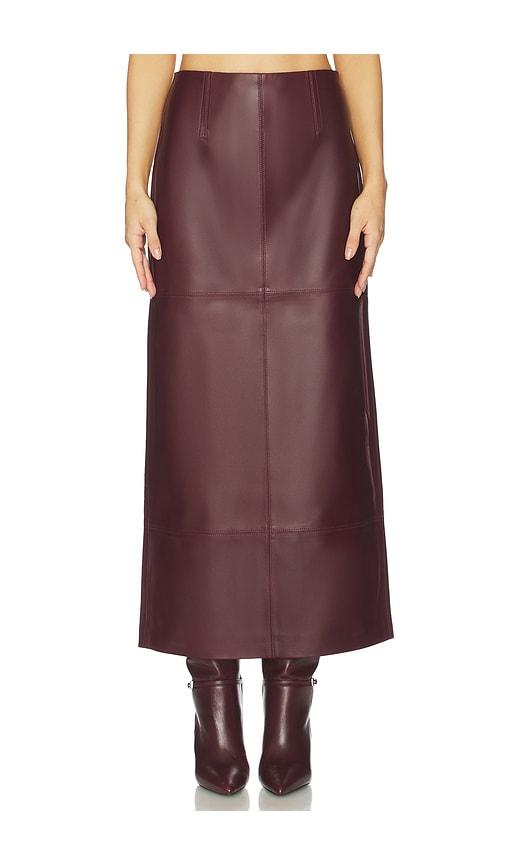 srg mango leather skirt in burgundy. - size l (also in m, s, xs, xxs)