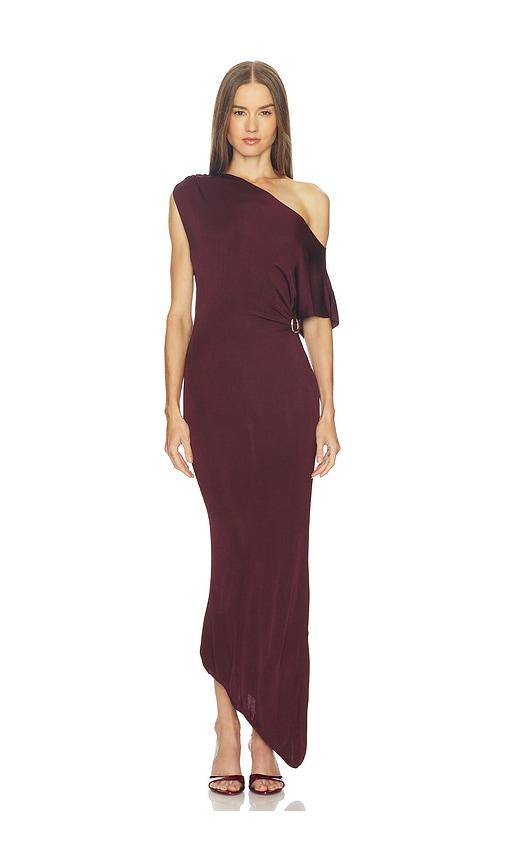 srg mehek asymmetric knit dress in burgundy. - size s (also in xs)
