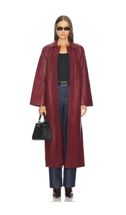 srg reggie leather coat in burgundy. - size m (also in xxs, xs, s)