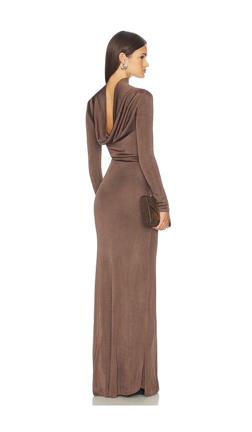 srg sylveeah draped cowl gown in grey. - size m (also in s, xs)