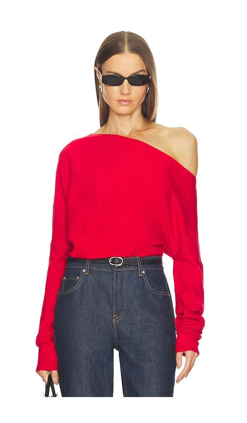 srg yolaine cashmere off-shoulder sweater in red. - size m (also in s, xs)